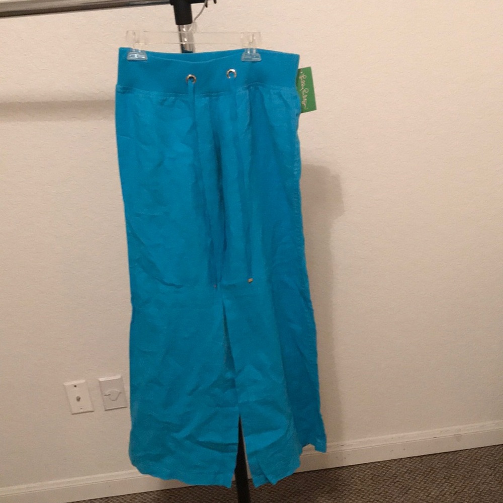 Lilly Pulitzer Blue Linen Beach Pant Small NWT